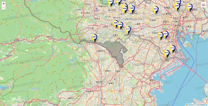 東京都のALSOKの介護の施設地図