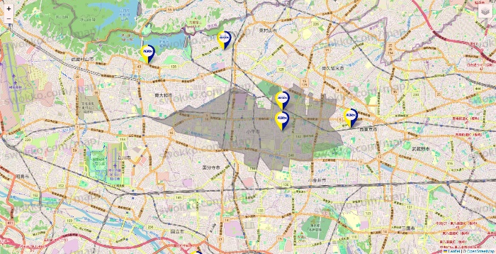 東京都のALSOKの介護の施設地図