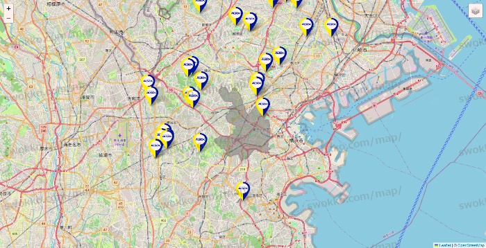 神奈川県のALSOKの介護の施設地図