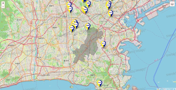 神奈川県のALSOKの介護の施設地図