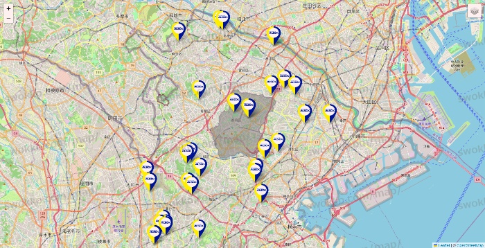 神奈川県のALSOKの介護の施設地図