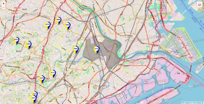 神奈川県のALSOKの介護の施設地図