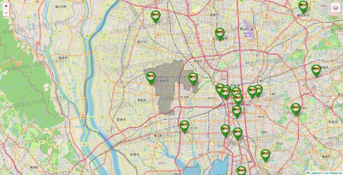 愛知県の亜熱帯の店舗地図