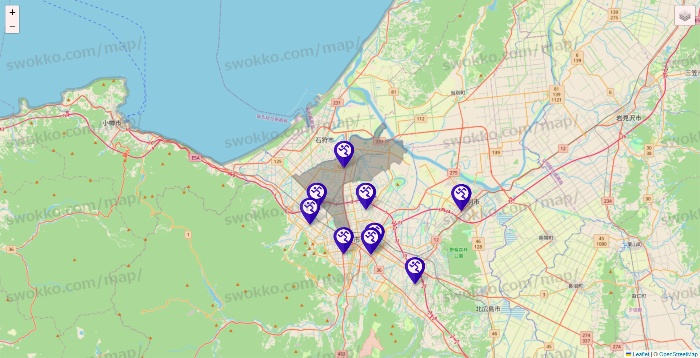 北海道のエニタイムフィットネスの店舗地図