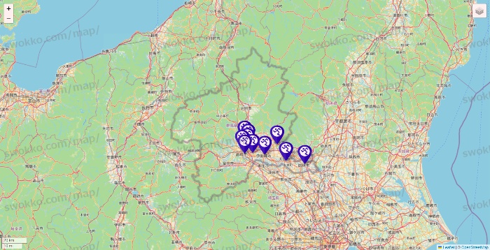 群馬県のエニタイムフィットネスの店舗地図
