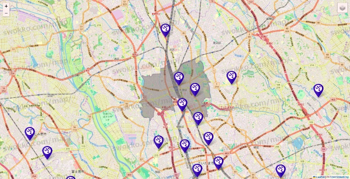 埼玉県のエニタイムフィットネスの店舗地図