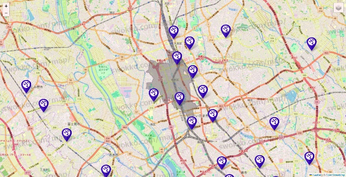埼玉県のエニタイムフィットネスの店舗地図