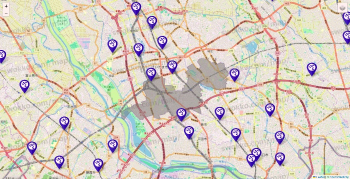 埼玉県のエニタイムフィットネスの店舗地図