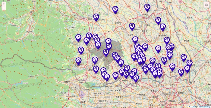 埼玉県のエニタイムフィットネスの店舗地図