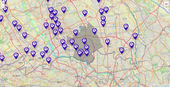 埼玉県のエニタイムフィットネスの店舗地図