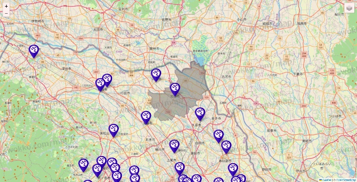 埼玉県のエニタイムフィットネスの店舗地図