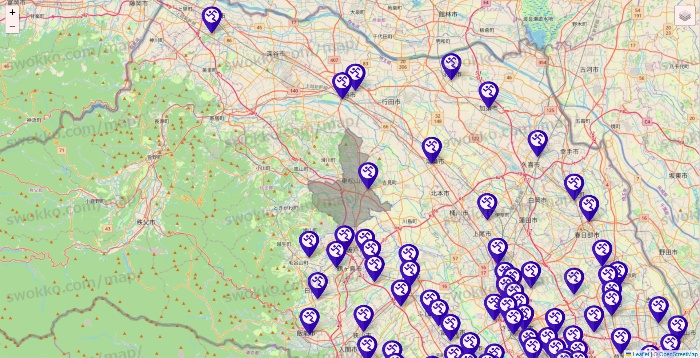 埼玉県のエニタイムフィットネスの店舗地図