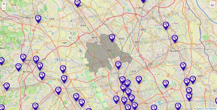 埼玉県のエニタイムフィットネスの店舗地図