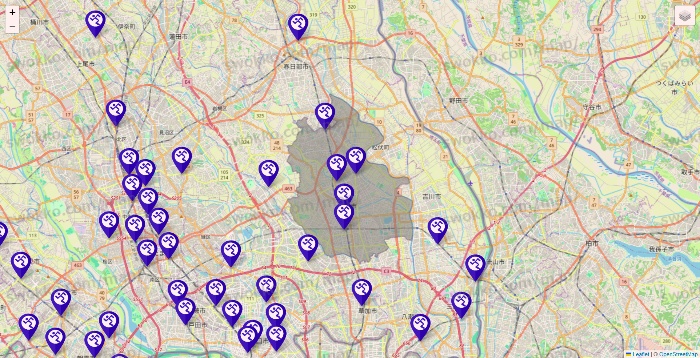 埼玉県のエニタイムフィットネスの店舗地図
