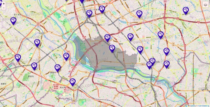 埼玉県のエニタイムフィットネスの店舗地図