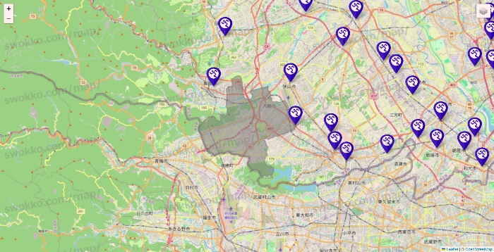 埼玉県のエニタイムフィットネスの店舗地図