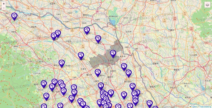 埼玉県のエニタイムフィットネスの店舗地図