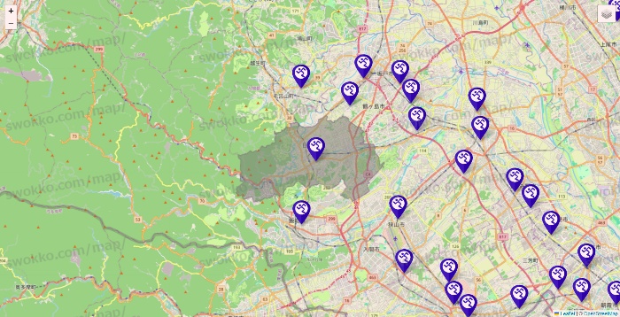 埼玉県のエニタイムフィットネスの店舗地図