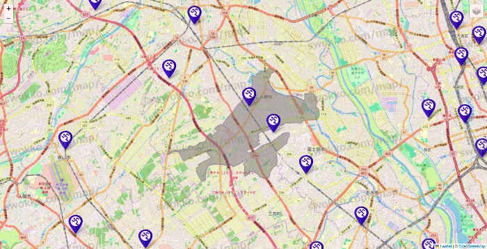 埼玉県のエニタイムフィットネスの店舗地図