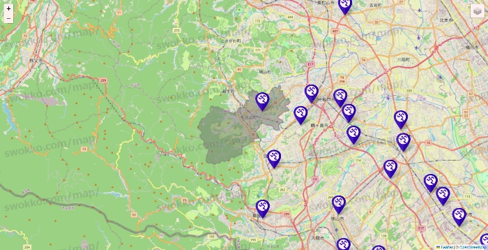 埼玉県のエニタイムフィットネスの店舗地図