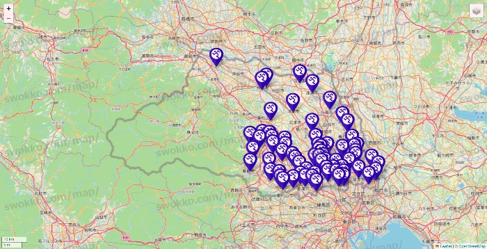 埼玉県のエニタイムフィットネスの店舗地図