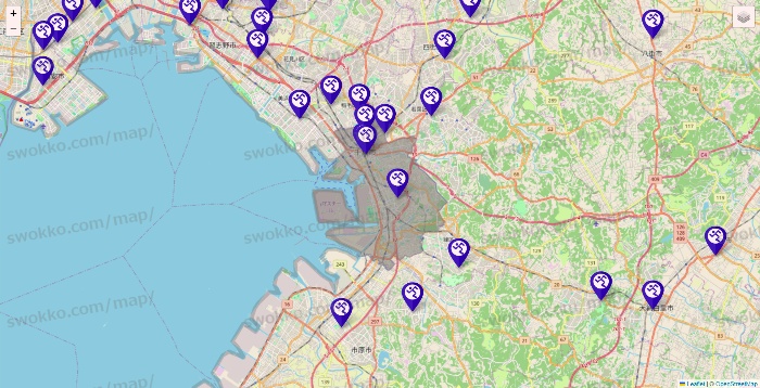 千葉県のエニタイムフィットネスの店舗地図