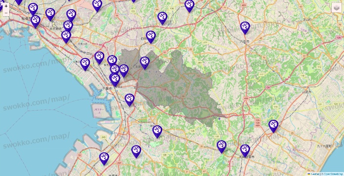 千葉県のエニタイムフィットネスの店舗地図