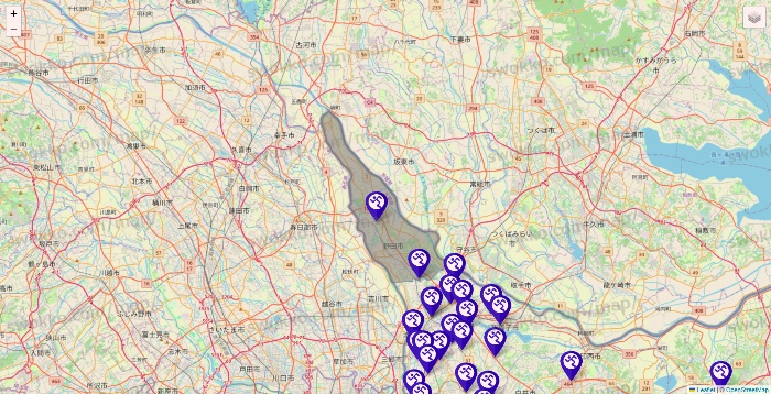 千葉県のエニタイムフィットネスの店舗地図