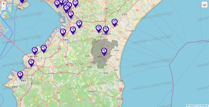 千葉県のエニタイムフィットネスの店舗地図