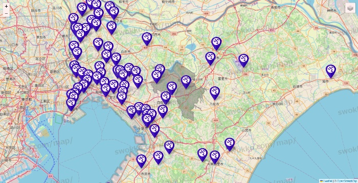 千葉県のエニタイムフィットネスの店舗地図
