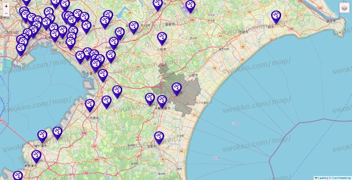 千葉県のエニタイムフィットネスの店舗地図