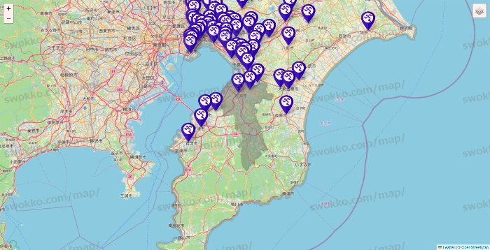 千葉県のエニタイムフィットネスの店舗地図