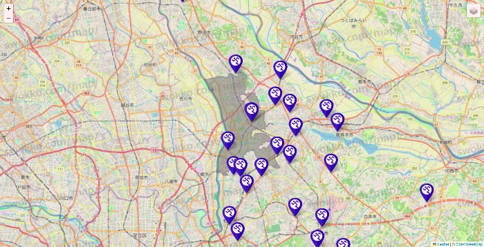 千葉県のエニタイムフィットネスの店舗地図