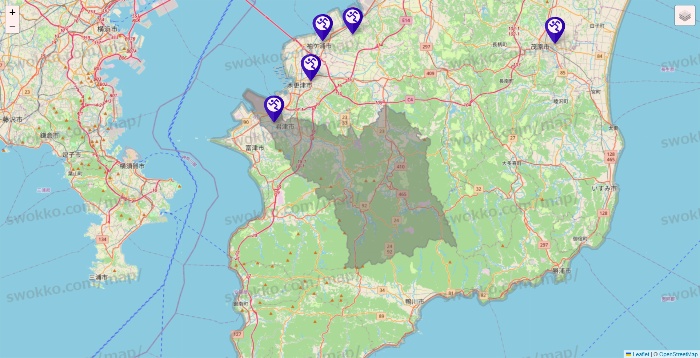 千葉県のエニタイムフィットネスの店舗地図