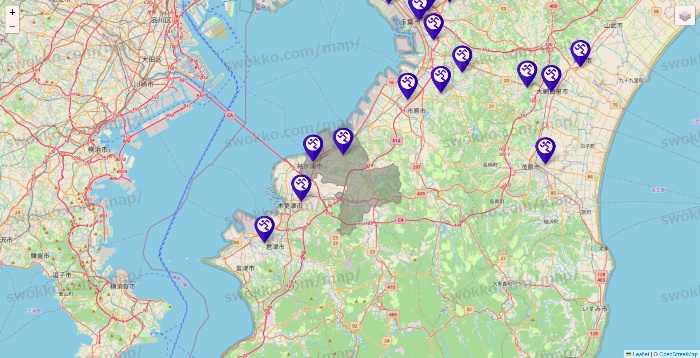 千葉県のエニタイムフィットネスの店舗地図