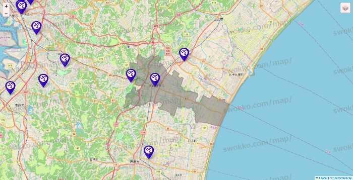 千葉県のエニタイムフィットネスの店舗地図