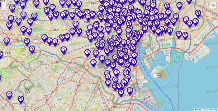 東京都のエニタイムフィットネスの店舗地図