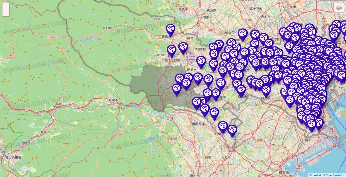 東京都のエニタイムフィットネスの店舗地図