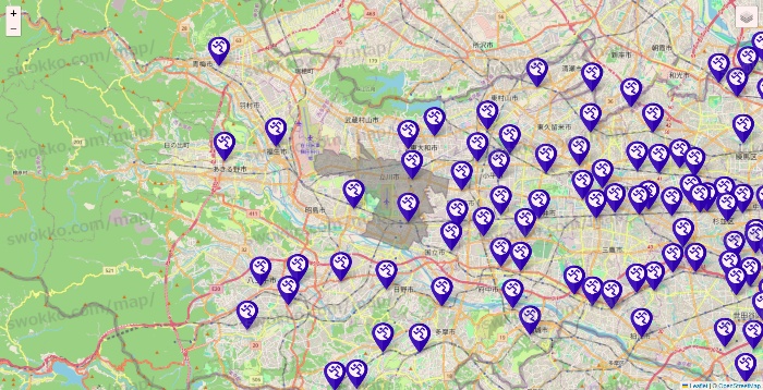 東京都のエニタイムフィットネスの店舗地図