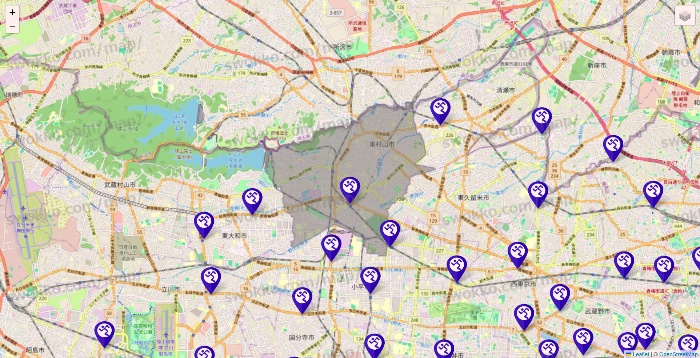 東京都のエニタイムフィットネスの店舗地図