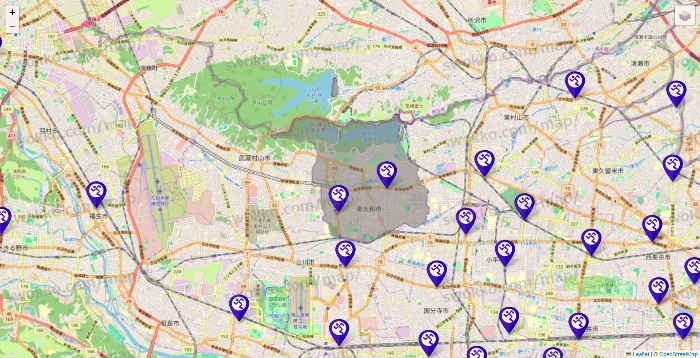 東京都のエニタイムフィットネスの店舗地図