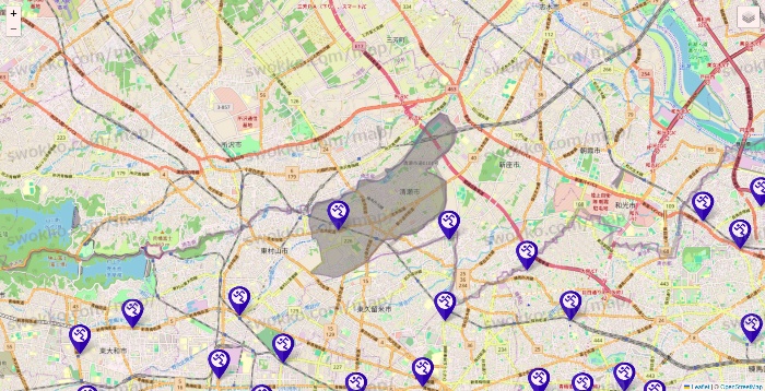 東京都のエニタイムフィットネスの店舗地図
