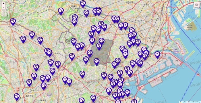 神奈川県のエニタイムフィットネスの店舗地図