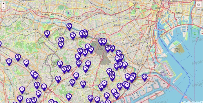 神奈川県のエニタイムフィットネスの店舗地図