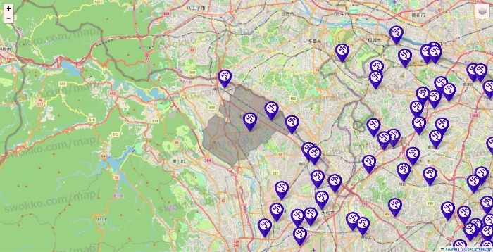神奈川県のエニタイムフィットネスの店舗地図