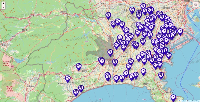 神奈川県のエニタイムフィットネスの店舗地図