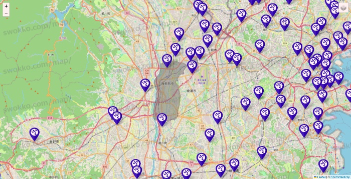 神奈川県のエニタイムフィットネスの店舗地図