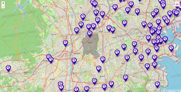 神奈川県のエニタイムフィットネスの店舗地図