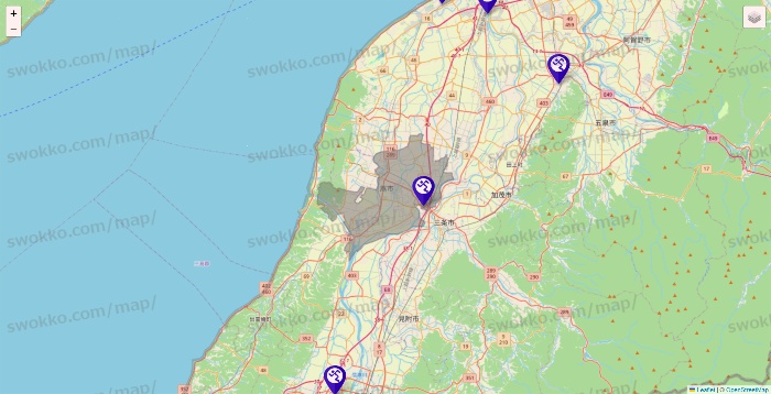 新潟県のエニタイムフィットネスの店舗地図