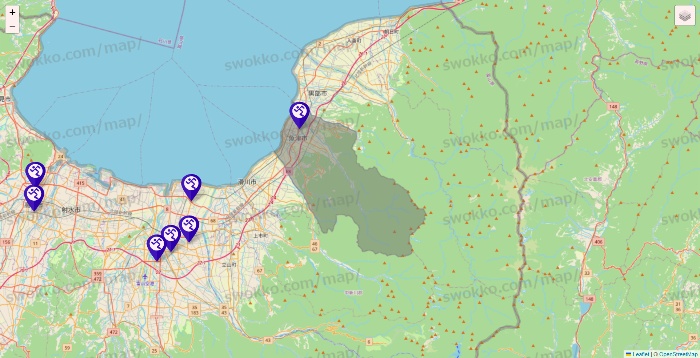 富山県のエニタイムフィットネスの店舗地図